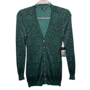 Worth 100% Wool Knit Floral Sweater Cardigan Jacket Coat